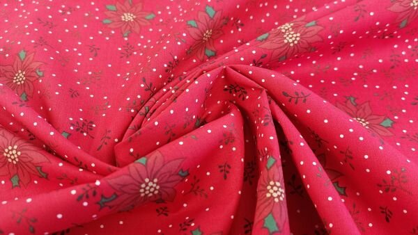 Edelweiss kerststof rood katoen 145 cm breed